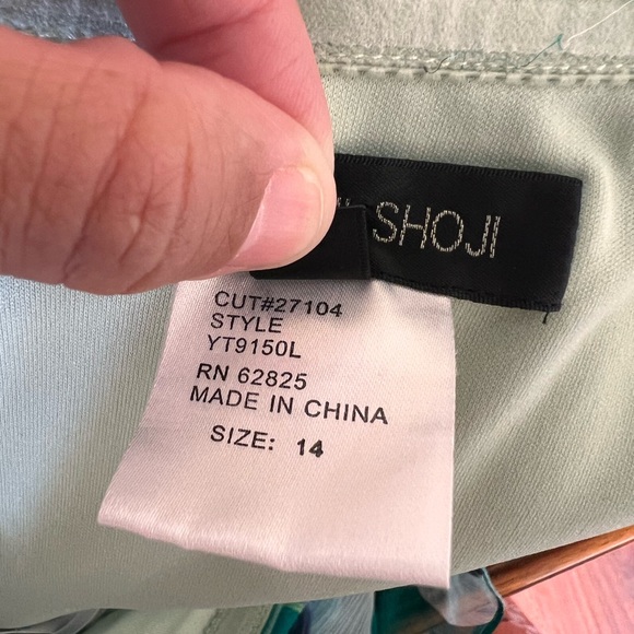 Tadashi Shoji 100% Silk Flowy Abstract Strapless Grown Size 14 - Picture 14 of 15